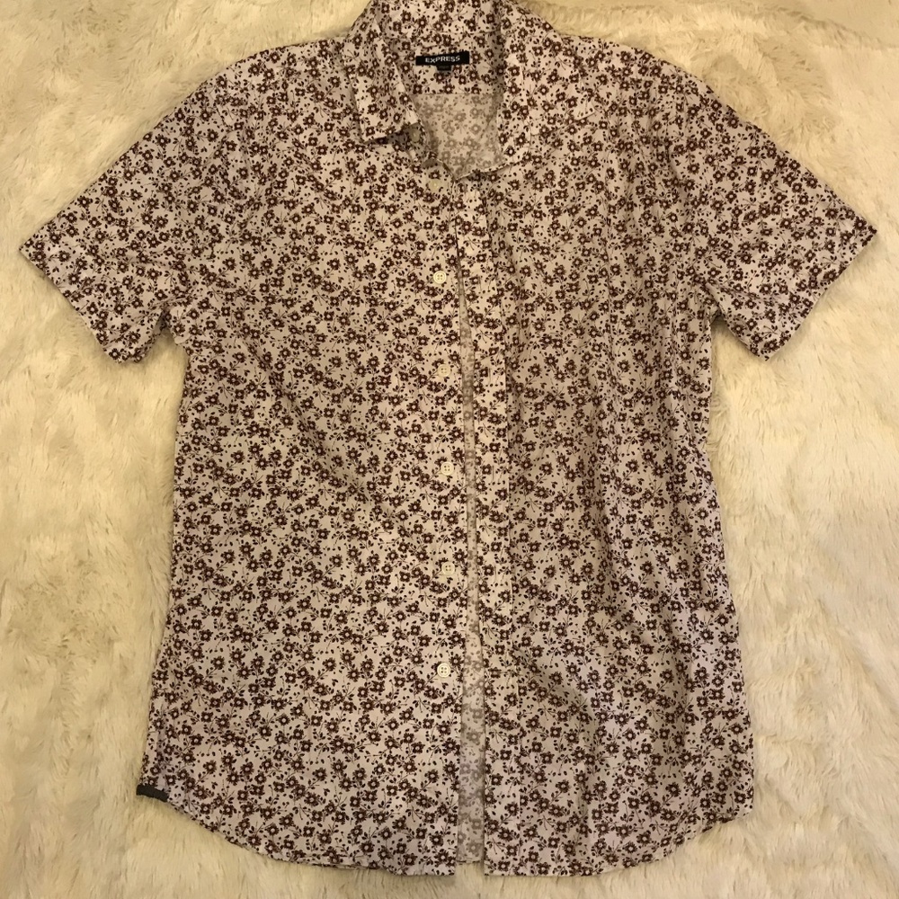 Express mens floral button up shirt